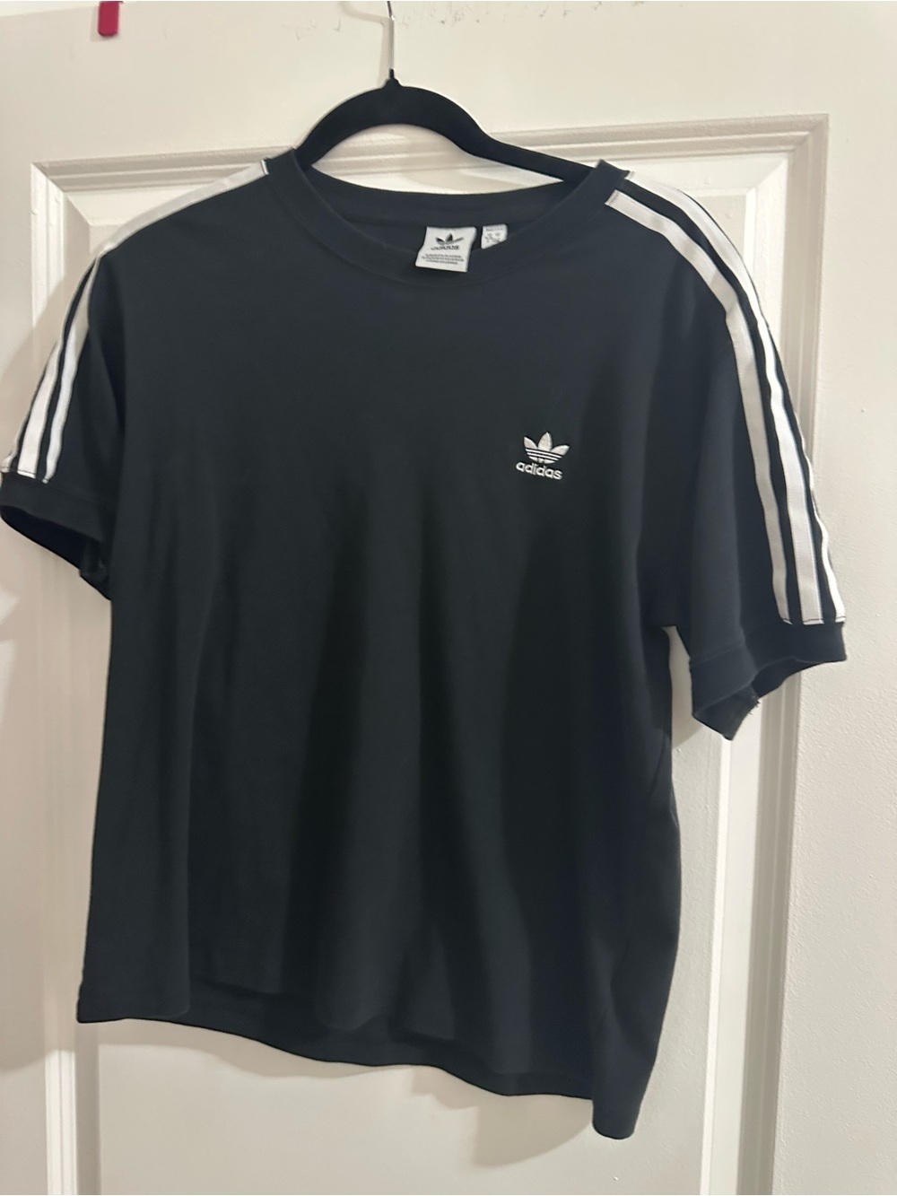 Adidas women’s  Black Trefoil Stripe T-Shirt